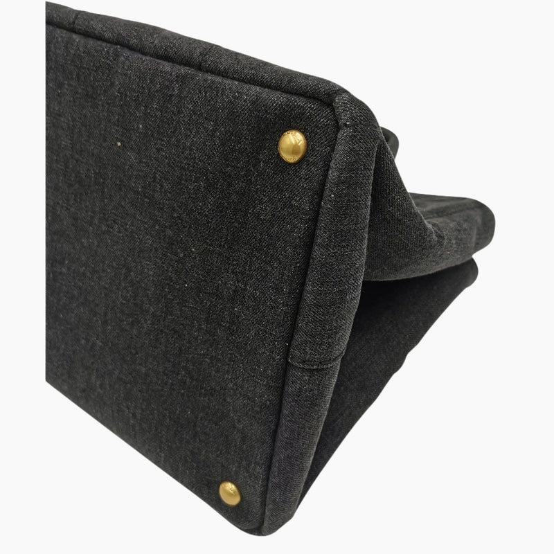 Sort denim Canapa Tote medium taske fra brand: PRADA - We Do Vintage