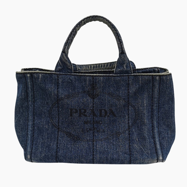 Denim Canapa Tote small taske fra brand: PRADA - We Do Vintage