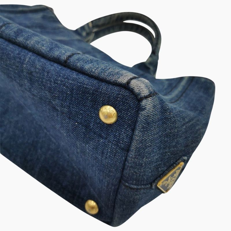 Denim Canapa Tote small taske fra brand: PRADA - We Do Vintage