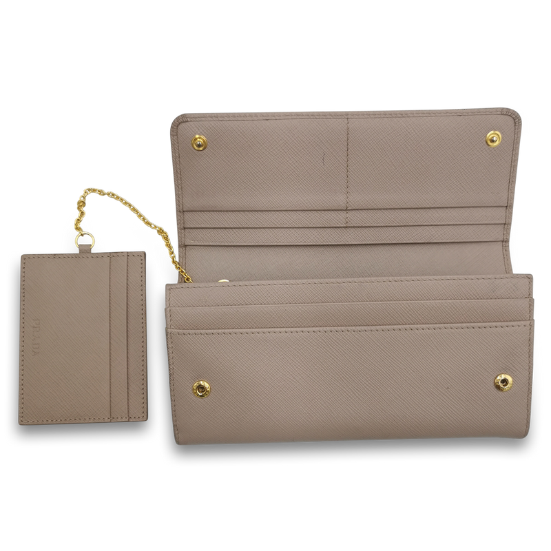 Beige Saffiano Bow Wallet taske fra brand: PRADA - We Do Vintage