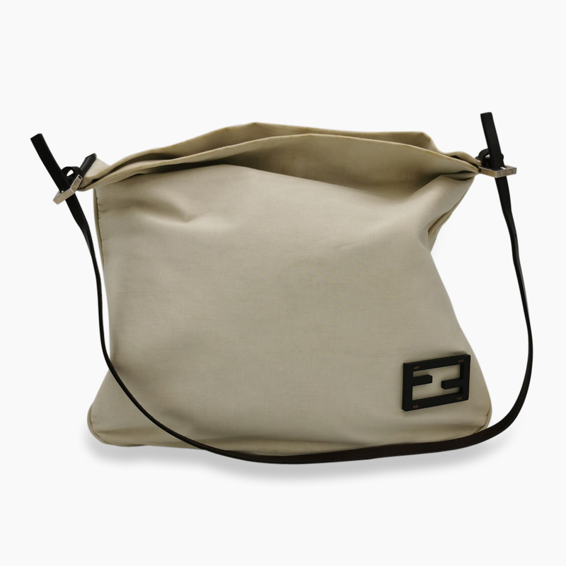 cream canvas skuldertaske taske fra brand: FENDI - We Do Vintage