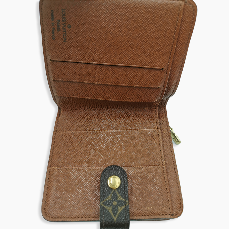 Louis Vuitton Vintage Brown Monogram Canvas Zip Compact Wallet