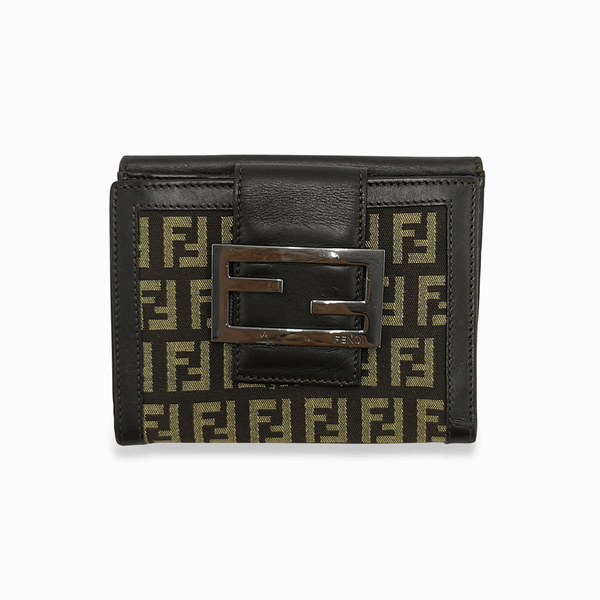 Brun zucca nylon wallet taske fra brand: FENDI - We Do Vintage